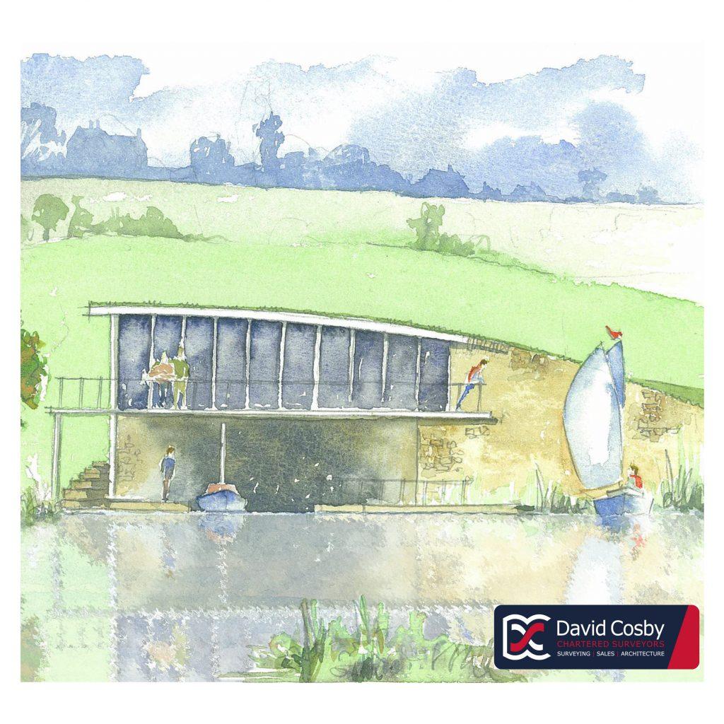 WatercolourPlanningDrawings BoatHousefrontelevation