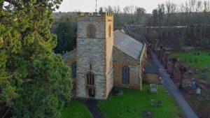 Aerial view of St. Peter and St. Pauls Church, Weedon.