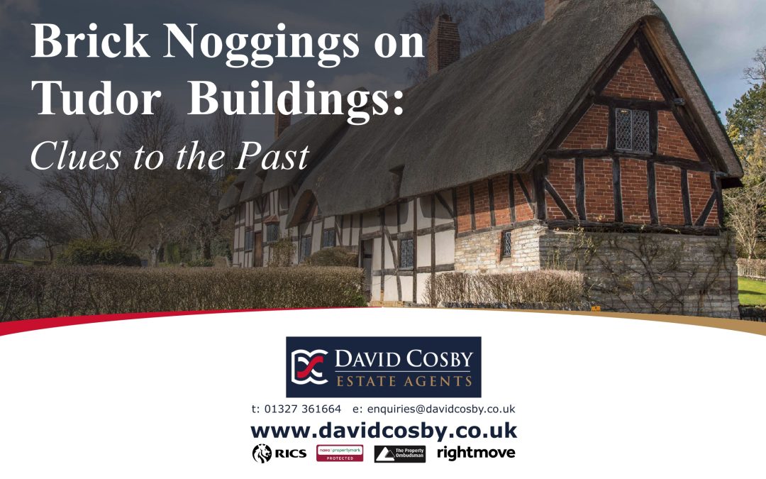 Tudor timber-framed building with brick noggings, header image for David Cosby Estate Agents article on brick noggings.